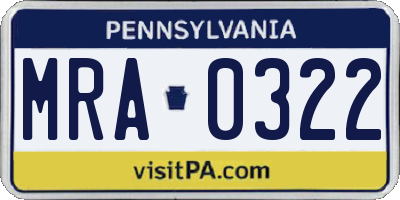 PA license plate MRA0322