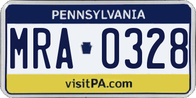 PA license plate MRA0328