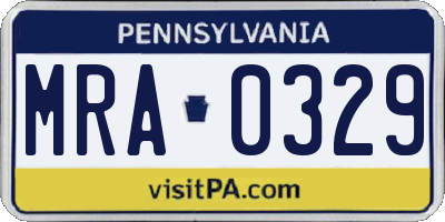 PA license plate MRA0329