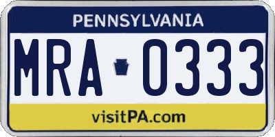 PA license plate MRA0333