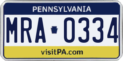 PA license plate MRA0334