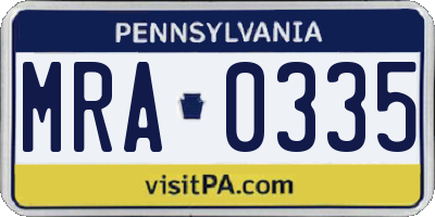 PA license plate MRA0335