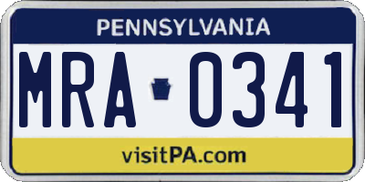 PA license plate MRA0341