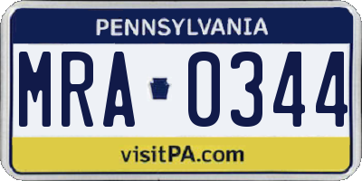 PA license plate MRA0344