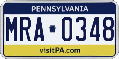 PA license plate MRA0348