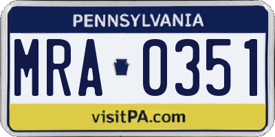 PA license plate MRA0351
