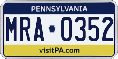 PA license plate MRA0352