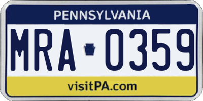 PA license plate MRA0359