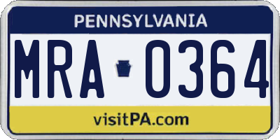 PA license plate MRA0364