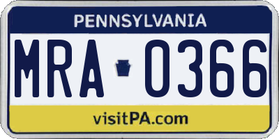 PA license plate MRA0366