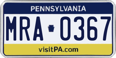 PA license plate MRA0367