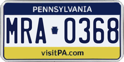 PA license plate MRA0368