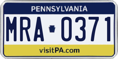 PA license plate MRA0371