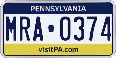 PA license plate MRA0374