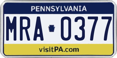 PA license plate MRA0377