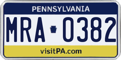 PA license plate MRA0382