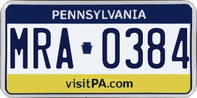 PA license plate MRA0384