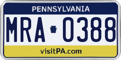PA license plate MRA0388