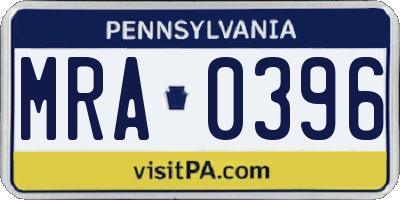 PA license plate MRA0396