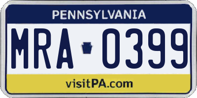 PA license plate MRA0399