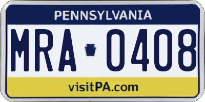 PA license plate MRA0408