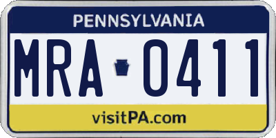 PA license plate MRA0411