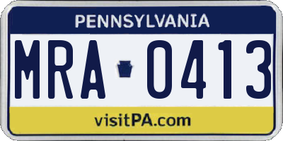 PA license plate MRA0413
