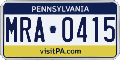 PA license plate MRA0415