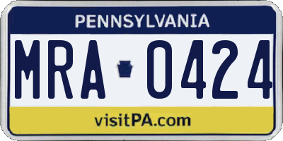 PA license plate MRA0424