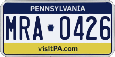 PA license plate MRA0426