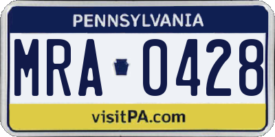 PA license plate MRA0428