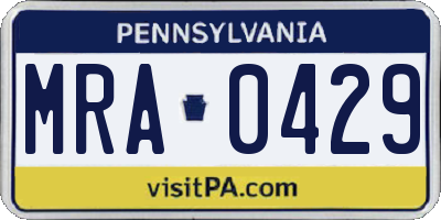 PA license plate MRA0429