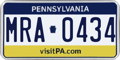 PA license plate MRA0434