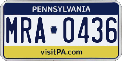 PA license plate MRA0436