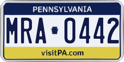 PA license plate MRA0442