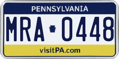 PA license plate MRA0448