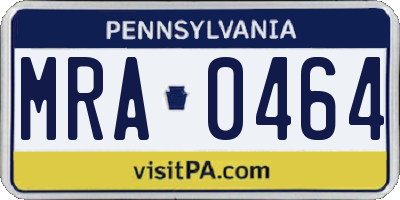 PA license plate MRA0464