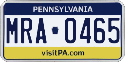 PA license plate MRA0465