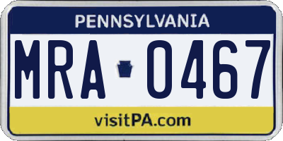 PA license plate MRA0467