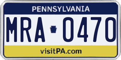 PA license plate MRA0470