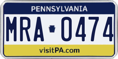 PA license plate MRA0474