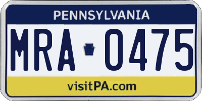 PA license plate MRA0475