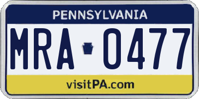 PA license plate MRA0477