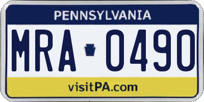 PA license plate MRA0490