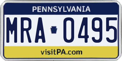 PA license plate MRA0495