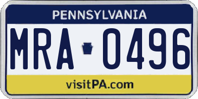 PA license plate MRA0496