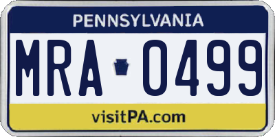 PA license plate MRA0499