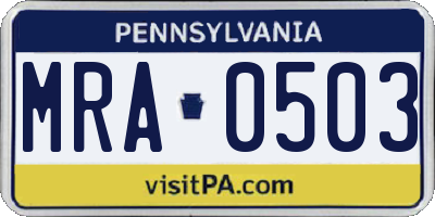 PA license plate MRA0503