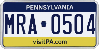 PA license plate MRA0504