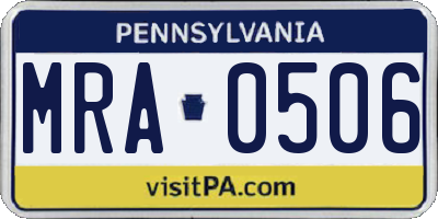 PA license plate MRA0506